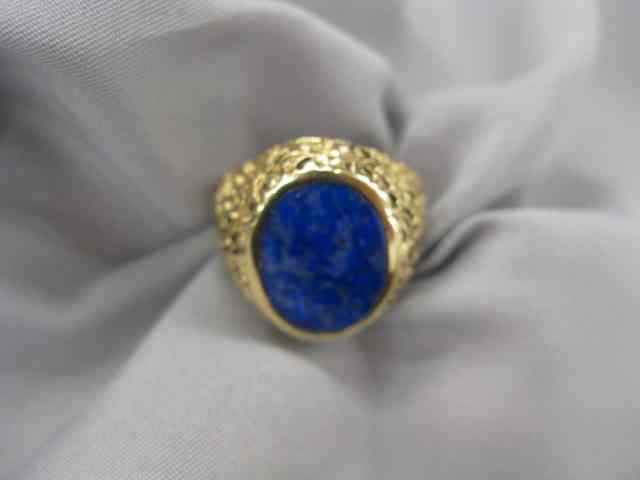 Appraisal: Lapis Man's Ring oval stone in k yellow gold