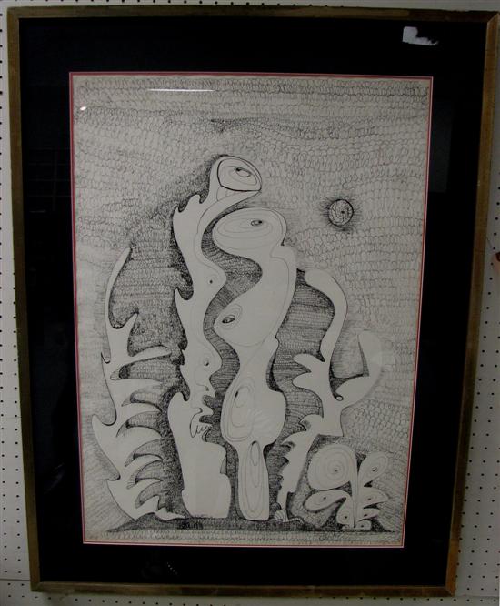 Appraisal: William P Katz American - pen and ink drawing on