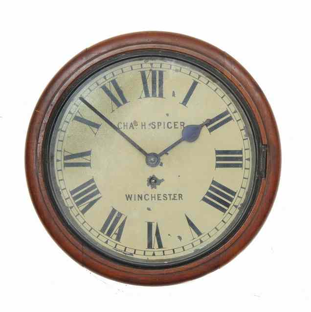 Appraisal: A MAHOGANY DIAL CLOCK with Roman numerals signed Chas H