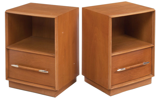 Appraisal: T H Robsjohn-Gibbings nightstands pair by Widdicomb mahogany cases each