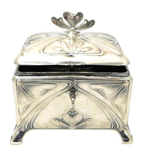 Appraisal: SILVER Art Nouveau hinged box tested silver marked HS on