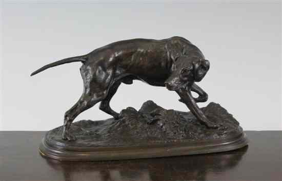 Appraisal: Pierre Jules Mene - Chien Braque bronze figure of a