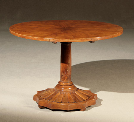 Appraisal: Biedermeier Walnut Tilt-Top Breakfast Table Circa - Having a circular