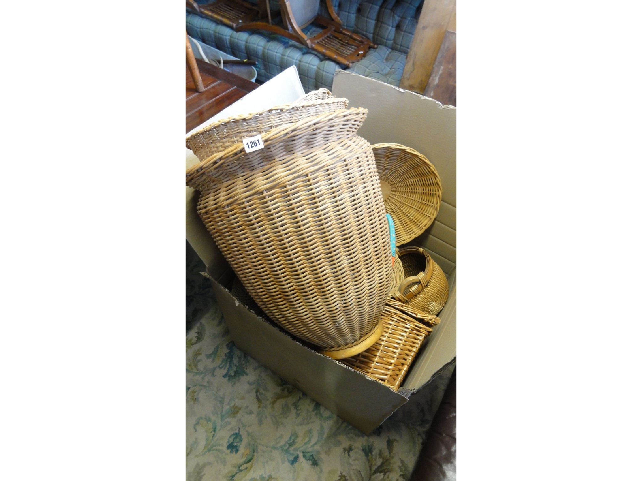 Appraisal: One lot of vintage contemporary wicker baskets of varying size