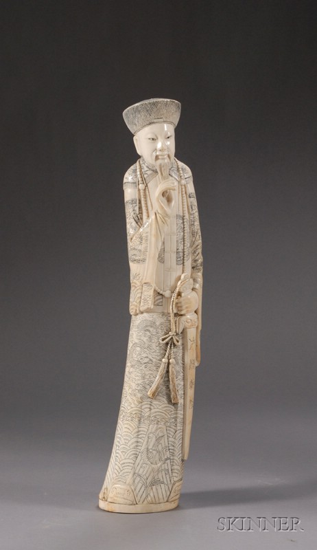 Appraisal: Ivory Carving China figure of an official Ch'ien Lung mark