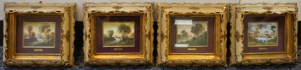 Appraisal: Suite of Four Italian Miniature Landscape Paintings Frame x in