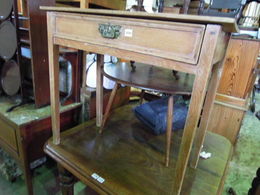 Appraisal: A stripped pine side table fitted with a frieze drawer