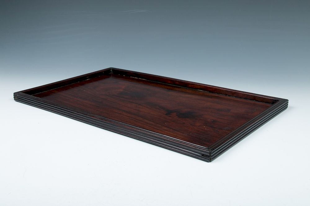 Appraisal: HARDWOOD TRAY Of rectangular form with mortise and tenon frame