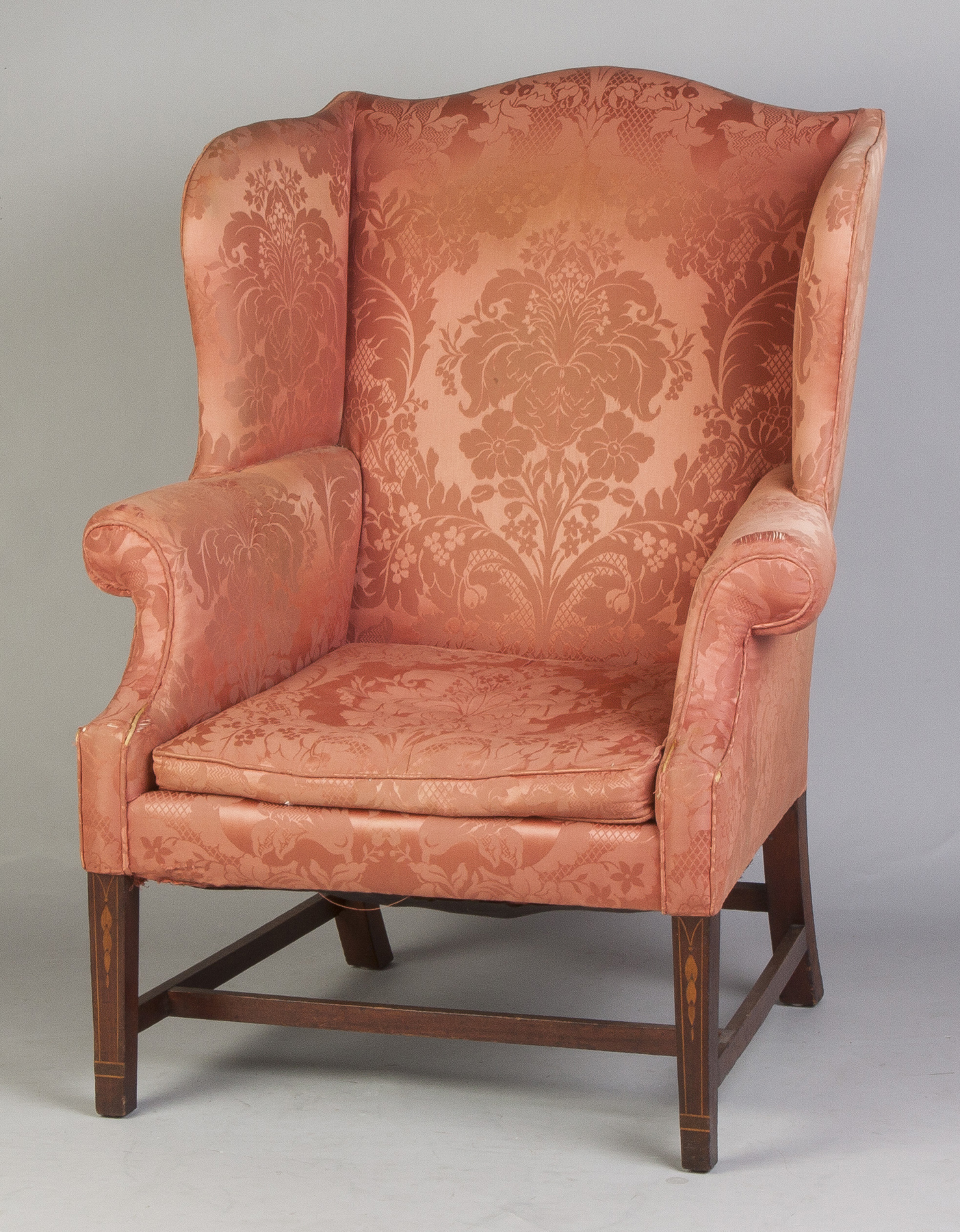 Appraisal: Fine Inlaid Mahogany Hepplewhite Wing Chair C