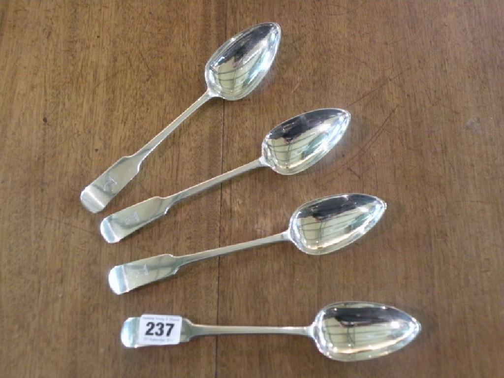 Appraisal: A set of four George IV silver fiddle pattern dessert