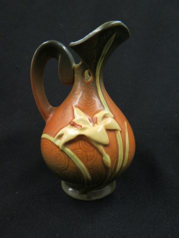 Appraisal: Roseville Pottery Zephyr Lily Pitcher or Ewer green brown -