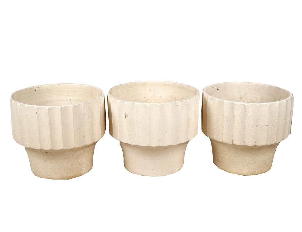 Appraisal: THREE BAUER POTTERY BILTMORE PLANTER POTSsigned Bauer Los Angeles white