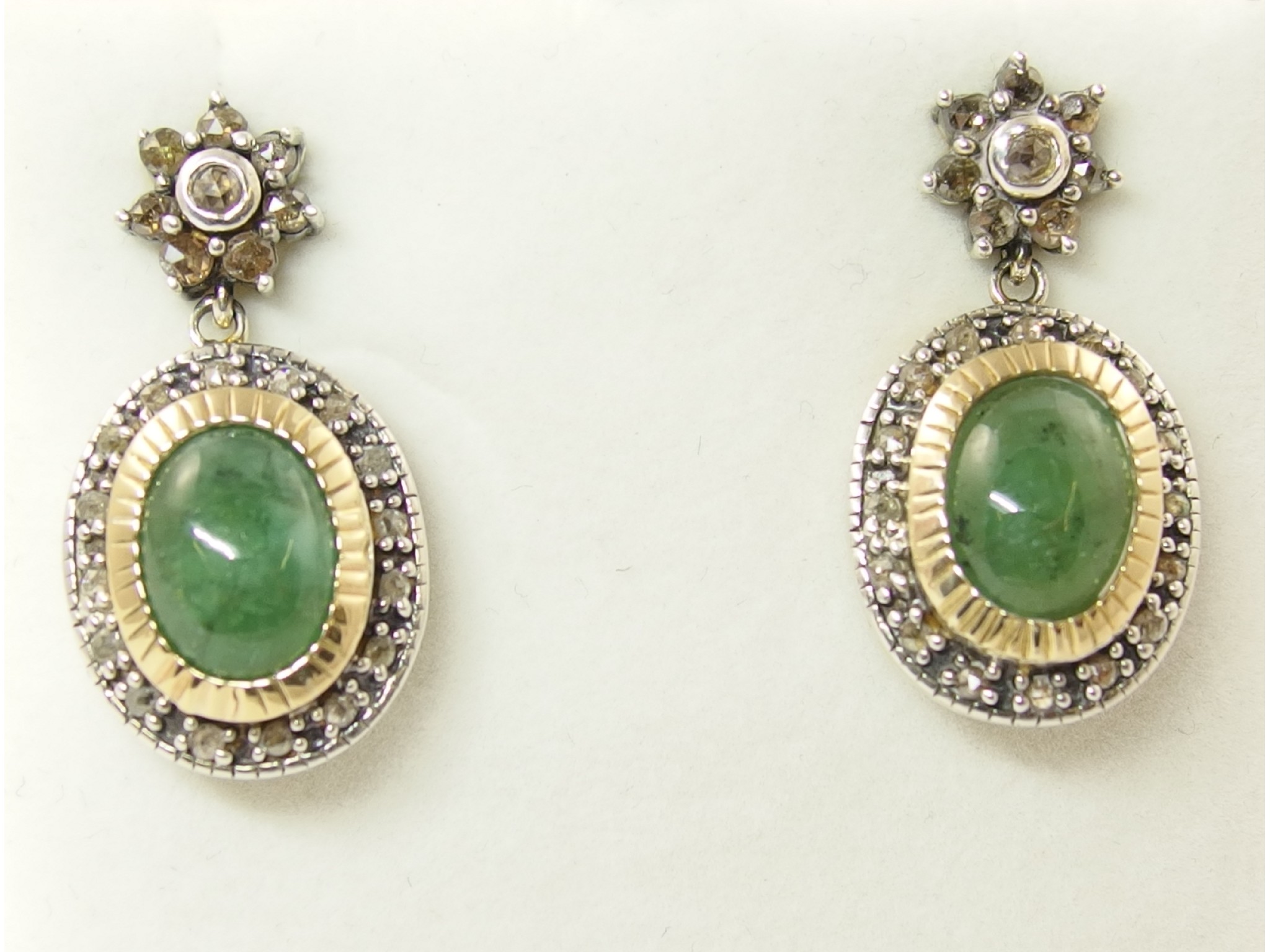 Appraisal: A pair of ct and silver earrings set with rose