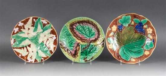 Appraisal: Three Victorian majolica luncheon plates second half- th century all