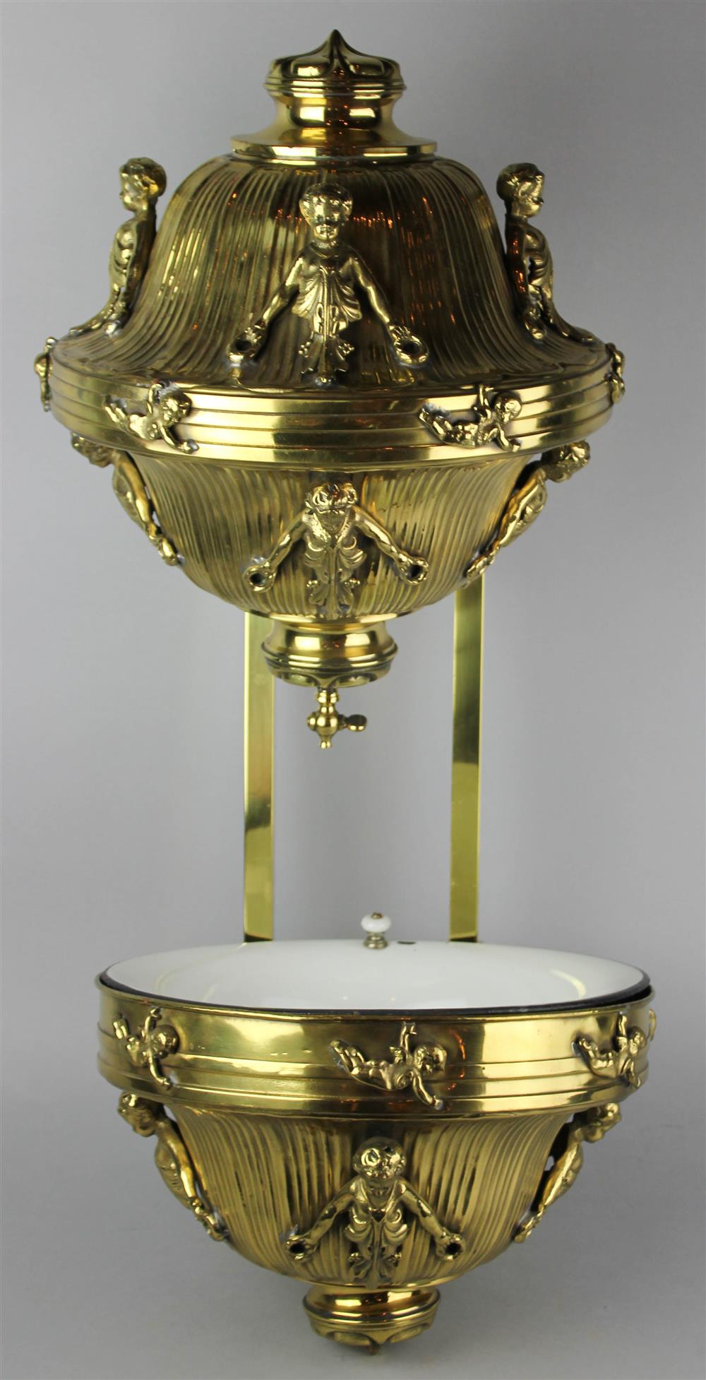 Appraisal: LOUIS XVI STYLE BRASS LAVABO the spigot stamped Crane and