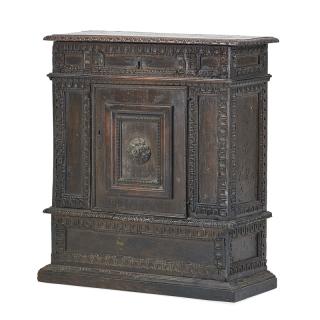 Appraisal: ITALIAN RENAISSANCE WALNUT CABINET One drawer and one door Italy