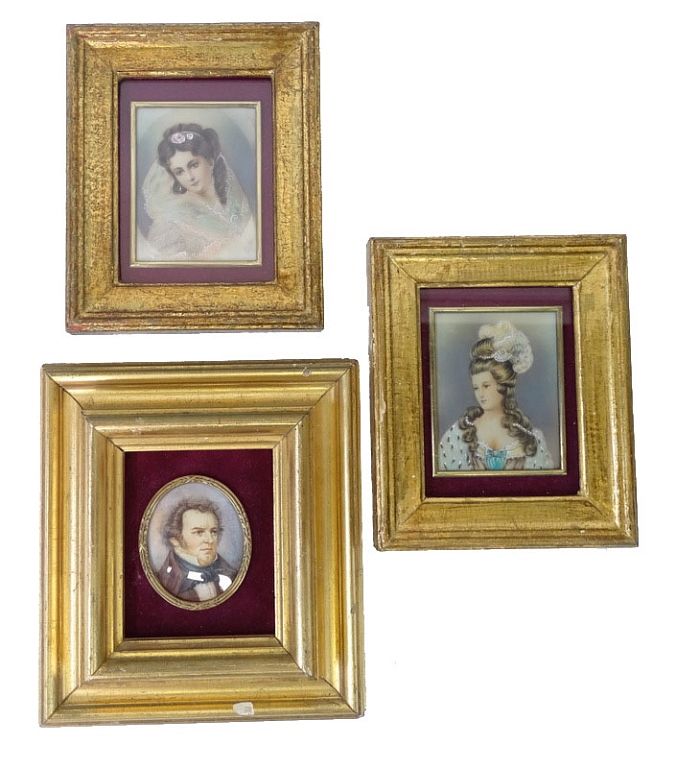 Appraisal: Three European Gold Gilt Portrait Frames Three European Gold Gilt