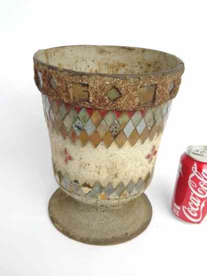 Appraisal: Early th c folk art decorated sand finish vase ''