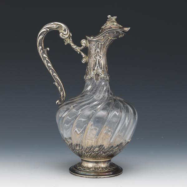 Appraisal: FRENCH SILVER CLARET JUG BY ERNEST CARDEILHAC A French twisted