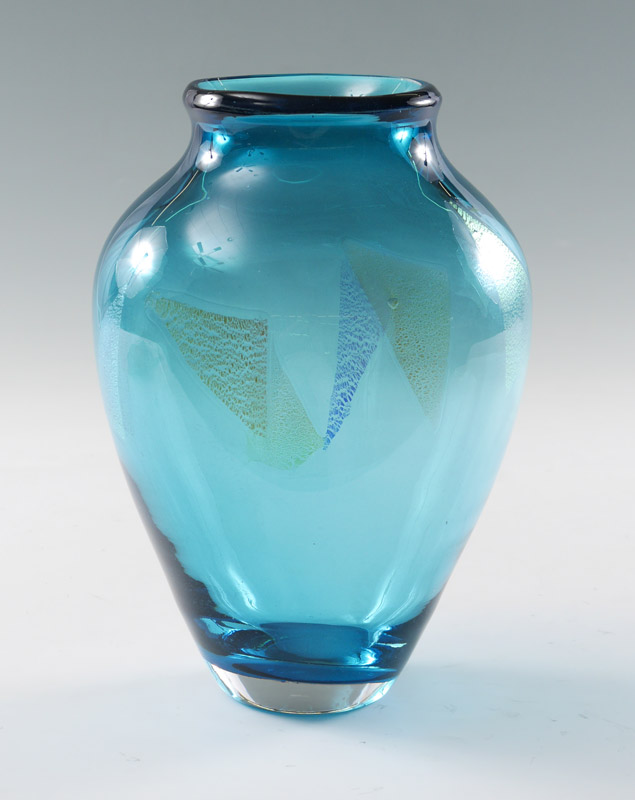 Appraisal: MCCLELLAN Duncan American th Century Blue studio art glass vase