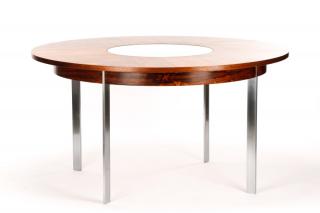 Appraisal: MCM Designer Veneer Lazy Susan Dining Table American mid th