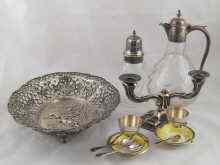 Appraisal: A mixed lot comprising a silver mounted claret jug circa