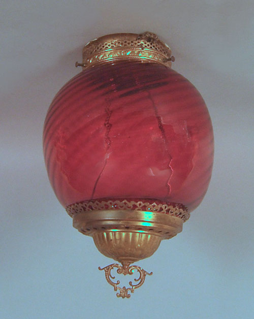 Appraisal: Victorian ruby glass hanging lantern