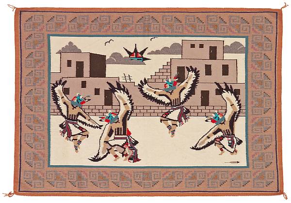 Appraisal: Property of various owners Depicting four Eagle kachinas dancing in