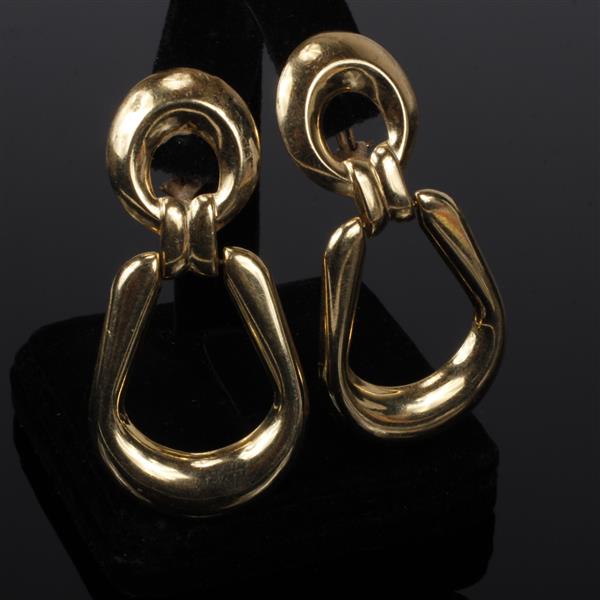 Appraisal: Yellow Gold K Drop Clip On Earrings dwt