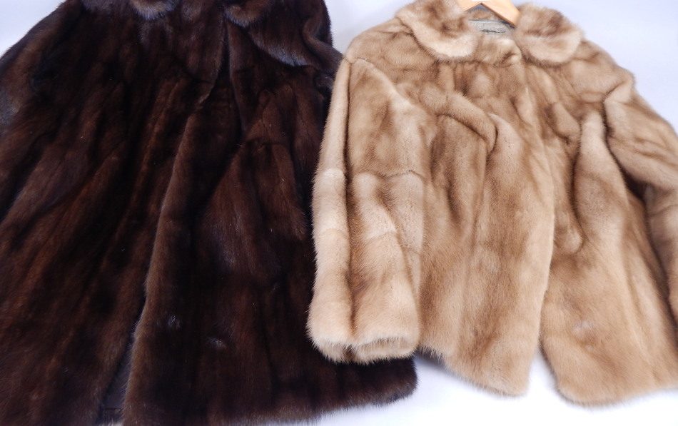 Appraisal: Two fur coats both bearing the label for furriers in