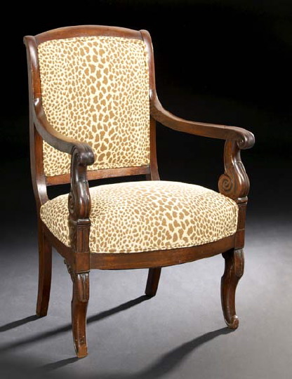 Appraisal: Restauration Mahogany Fauteuil second quarter th century the padded rectangular