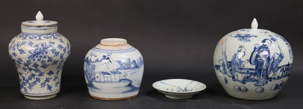 Appraisal: pieces blue and white Chinese porcelain Canton jar no lid