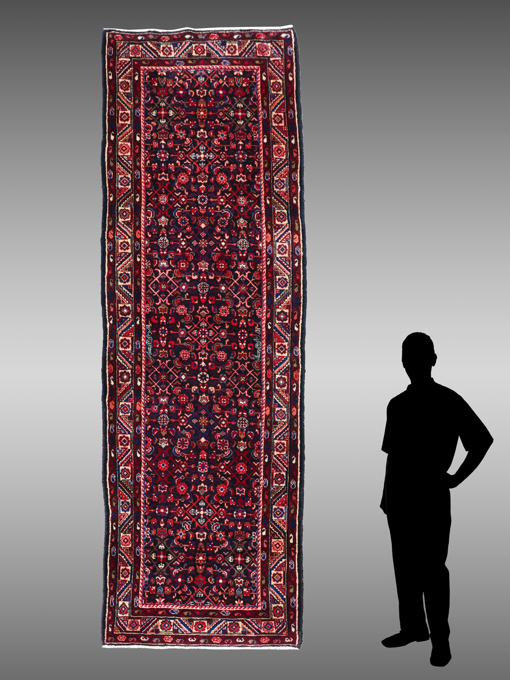 Appraisal: PERSIAN HAND KNOTTED WOOL RUNNER '' ' X ' Blue