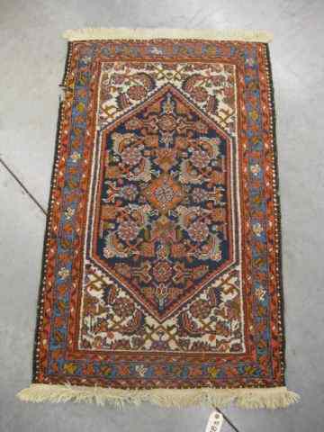 Appraisal: Hamadan Persian Handmade Mat stylized florals primarily blues reds ivory