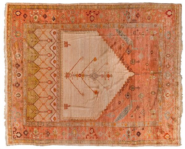 Appraisal: ROOM-SIZED ANGORA DIRECTIONAL OUSHAK RUG Turkish ca ' x '