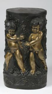 Appraisal: Patinated and gilt bronze pedestal h Patinated and gilt bronze