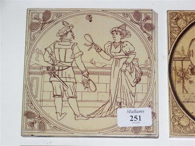 Appraisal: FOUR MINTON TILES depicting different sports such as tiddlywinks and