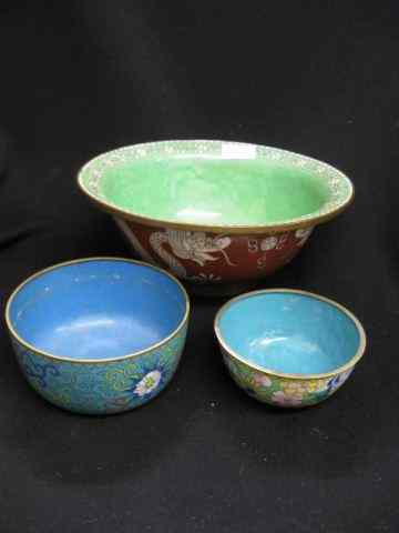 Appraisal: Chinese Cloisonne Bowls '' to '' diameter largest has white