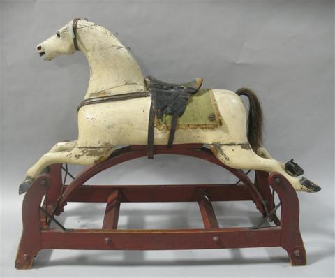 Appraisal: AMERICAN PAINTED ROCKING HORSE h w in