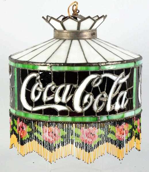 Appraisal: Leaded Glass Coca-Cola Shade Teens to s Displays very nicely