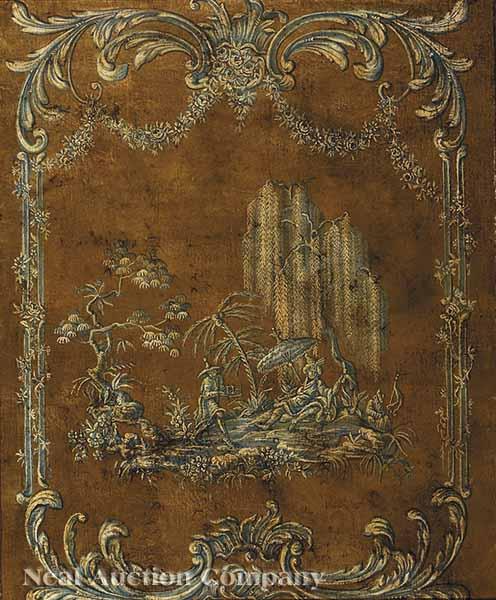 Appraisal: French School early th c a chinoiserie fragment oil on