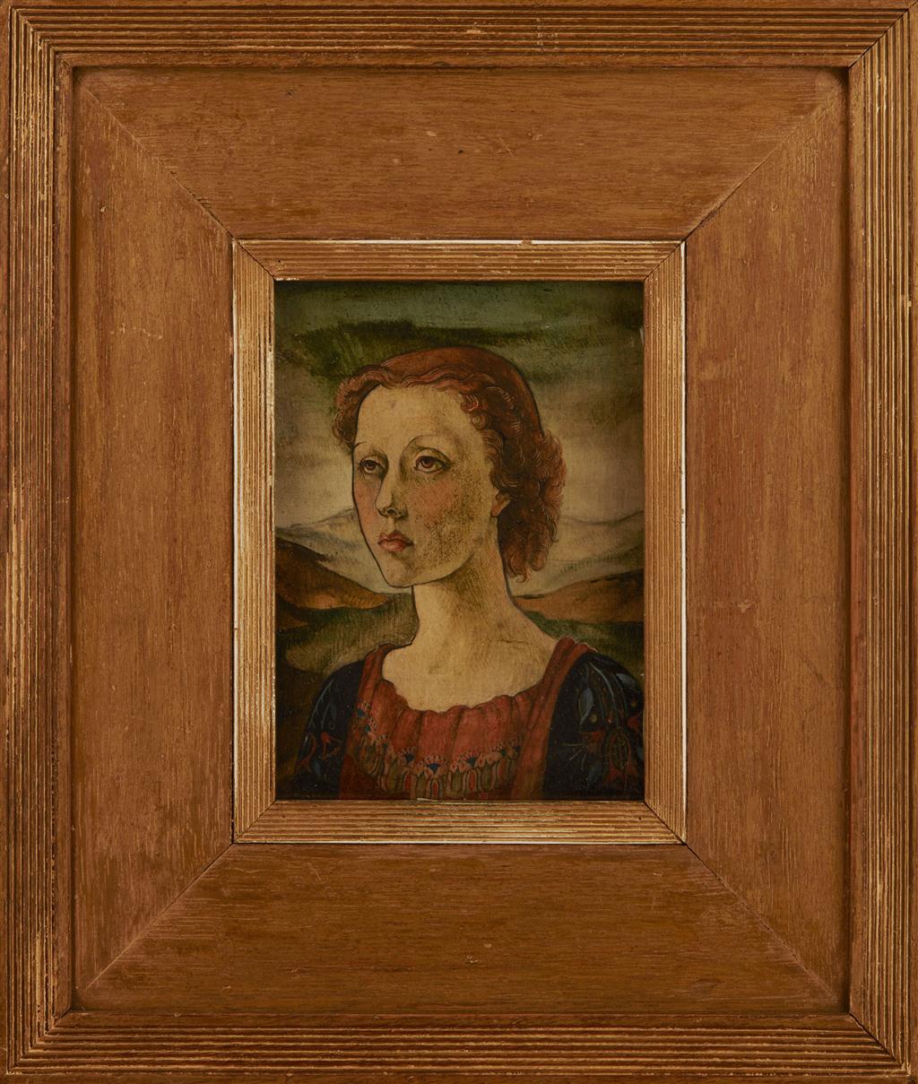 Appraisal: TH CENTURY BRITISH SCHOOL PORTRAIT OF WOMAN IN A MOUNTAINOUS