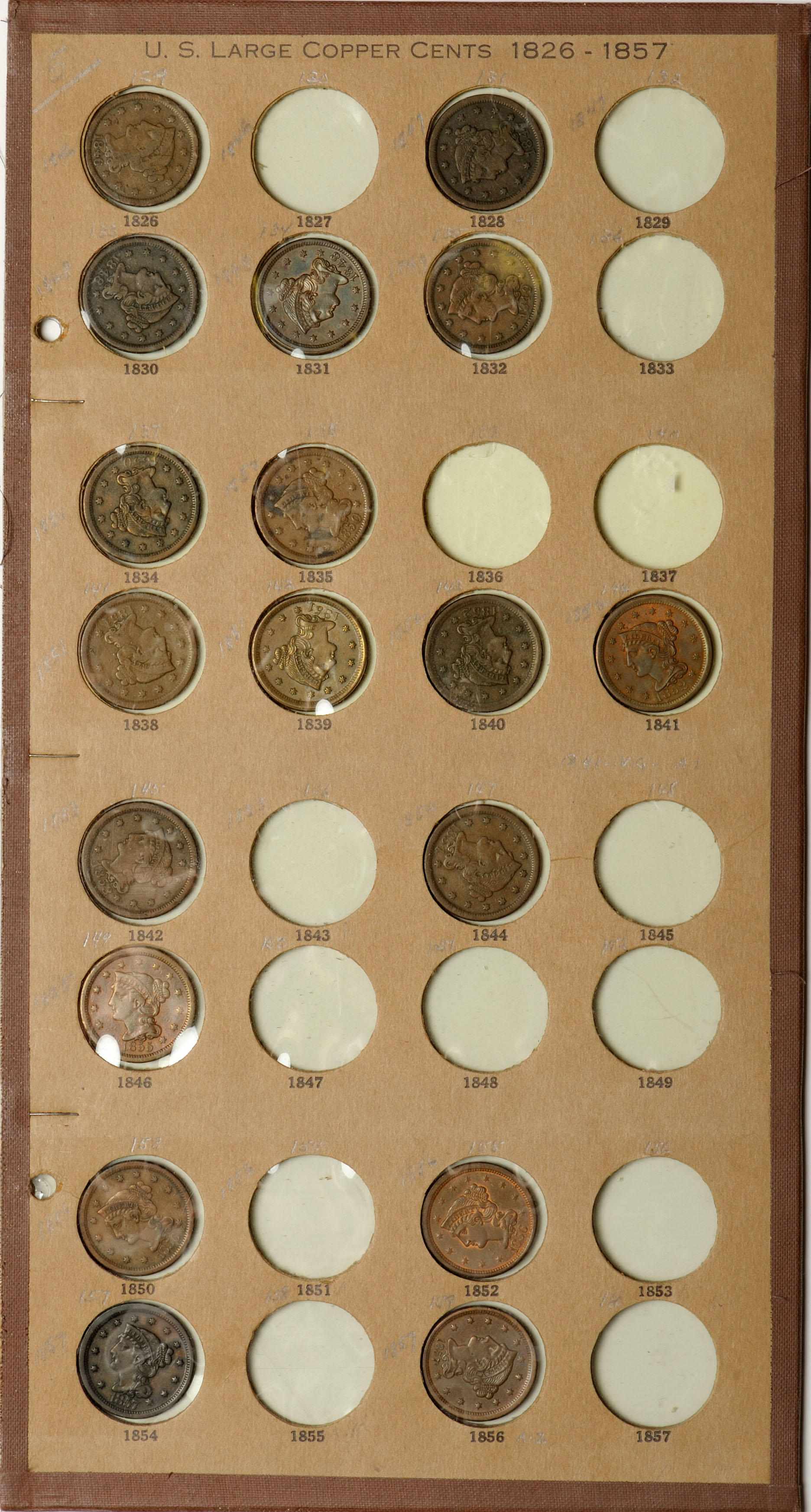 Appraisal: National Coin Album Sheet of Large Cents - About Good