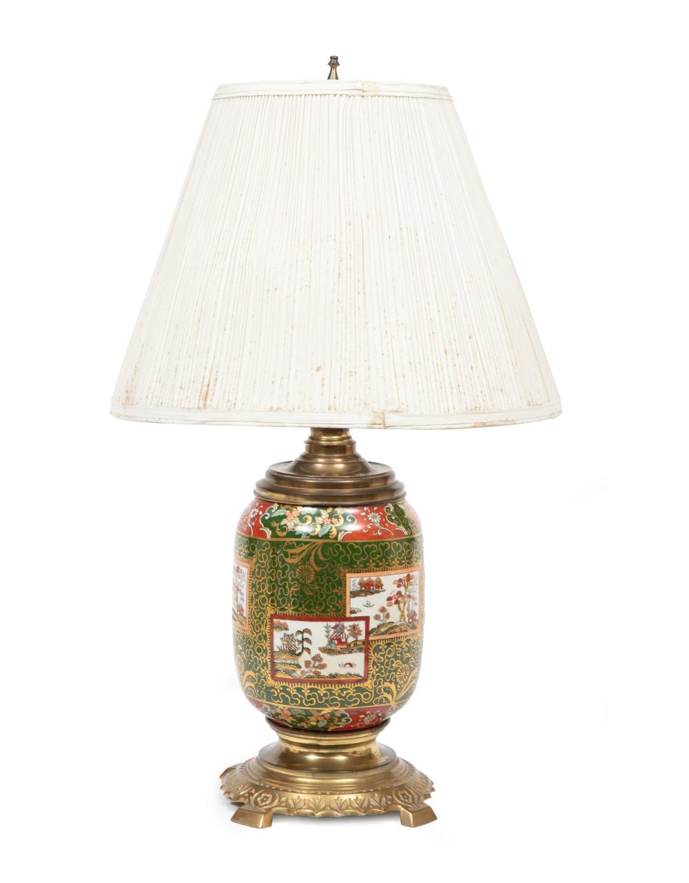 Appraisal: Antique Mason's Ironstone Vase now mount as a tablelamp green