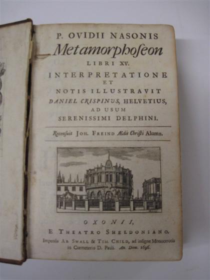 Appraisal: vol Ovid Latin Version of Metamorphoses with apparatus Metamorphoseon Oxford