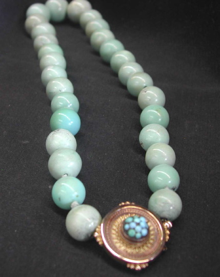 Appraisal: Chinese Single-Strand Turquoise Necklace composed of twenty-nine round beads of