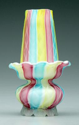 Appraisal: Rainbow mother-of-pearl lamp applied frosted glass petal feet - in