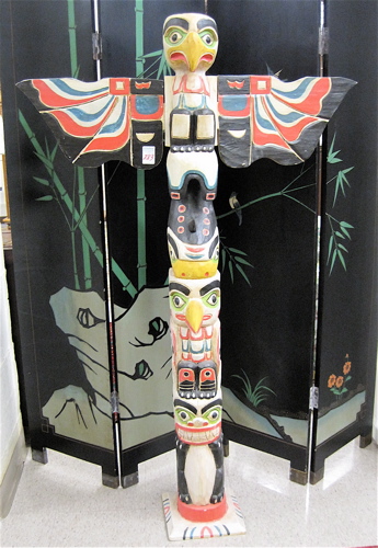 Appraisal: CARVED AND PAINTED WOOD TOTEM POLE Northwest Coastal Indian design