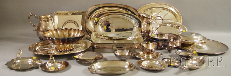 Appraisal: Large Lot of th Century Silver-plated Items including trays assorted