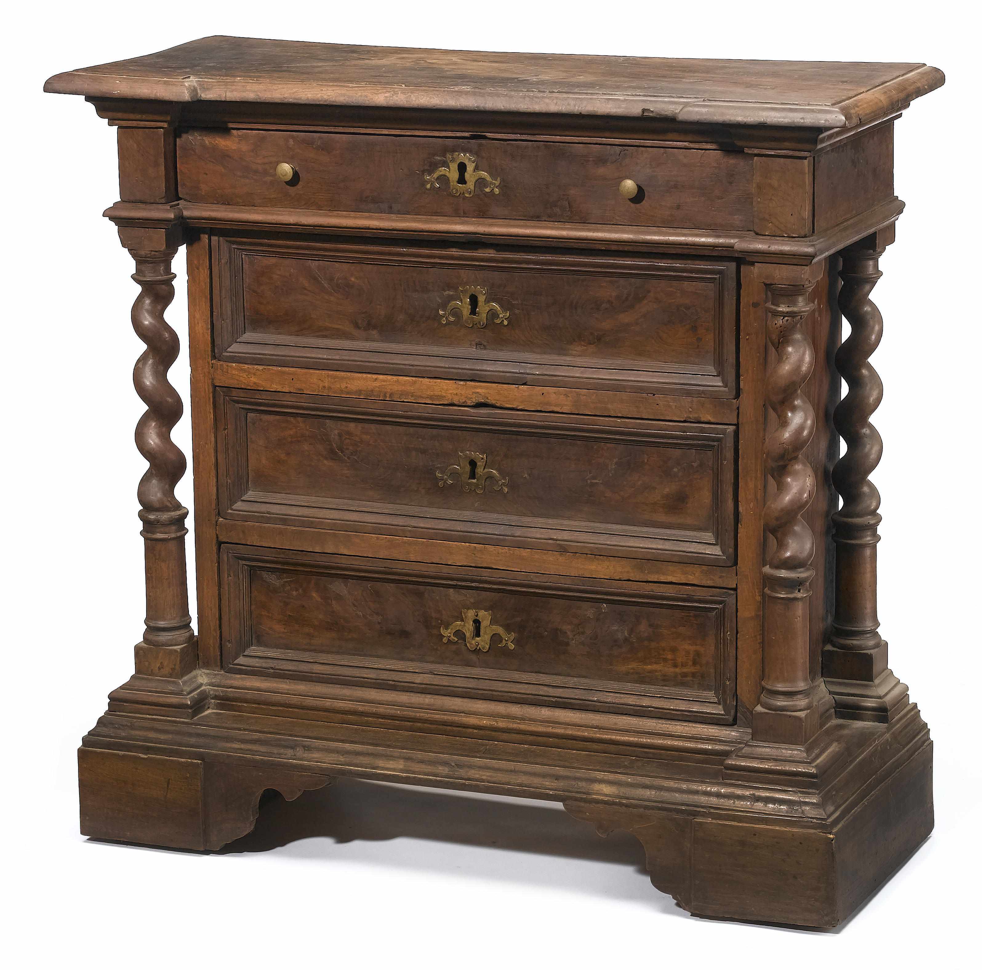 Appraisal: An Italian Baroque walnut chest early th century with restoration